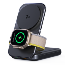 Load image into Gallery viewer, 3 in 1 Magnetic QI2 Wireless Charging Station,8000mAh Fast Foldable Portable Charger Power Bank