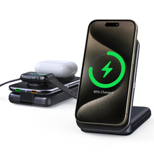 Load image into Gallery viewer, 3 in 1 Magnetic QI2 Wireless Charging Station,8000mAh Fast Foldable Portable Charger Power Bank
