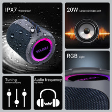 Load image into Gallery viewer, 40W Portable Speaker Stereo Subwoofer IPX7 Waterproof with Ambient Light and Dual Microphone Karaoke Wireless Speaker