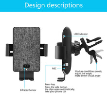Load image into Gallery viewer, Ai Voice Control Infrared Sensor Car Wireless Charger holder for iPhone XS Max