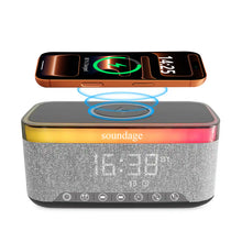 Load image into Gallery viewer, soundage S-300 All-in-One Alarm Clock Speaker: 10W BT Audio, Wireless Charging, RGB Lighting &amp; FM
