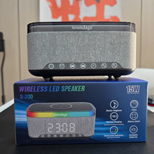 Load image into Gallery viewer, soundage S-300 All-in-One Alarm Clock Speaker: 10W BT Audio, Wireless Charging, RGB Lighting &amp; FM

